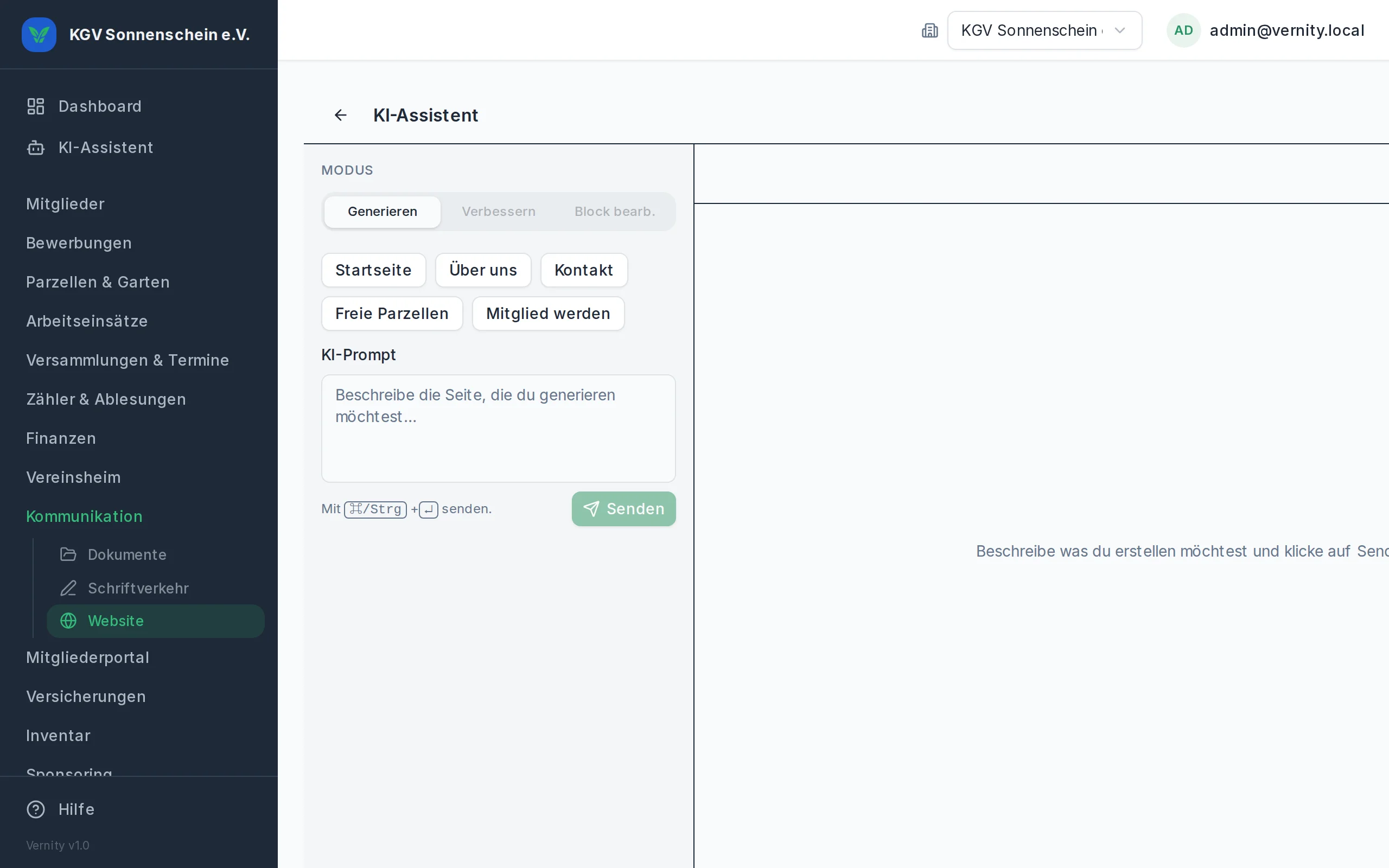 KI-Textgenerierung im Editor
