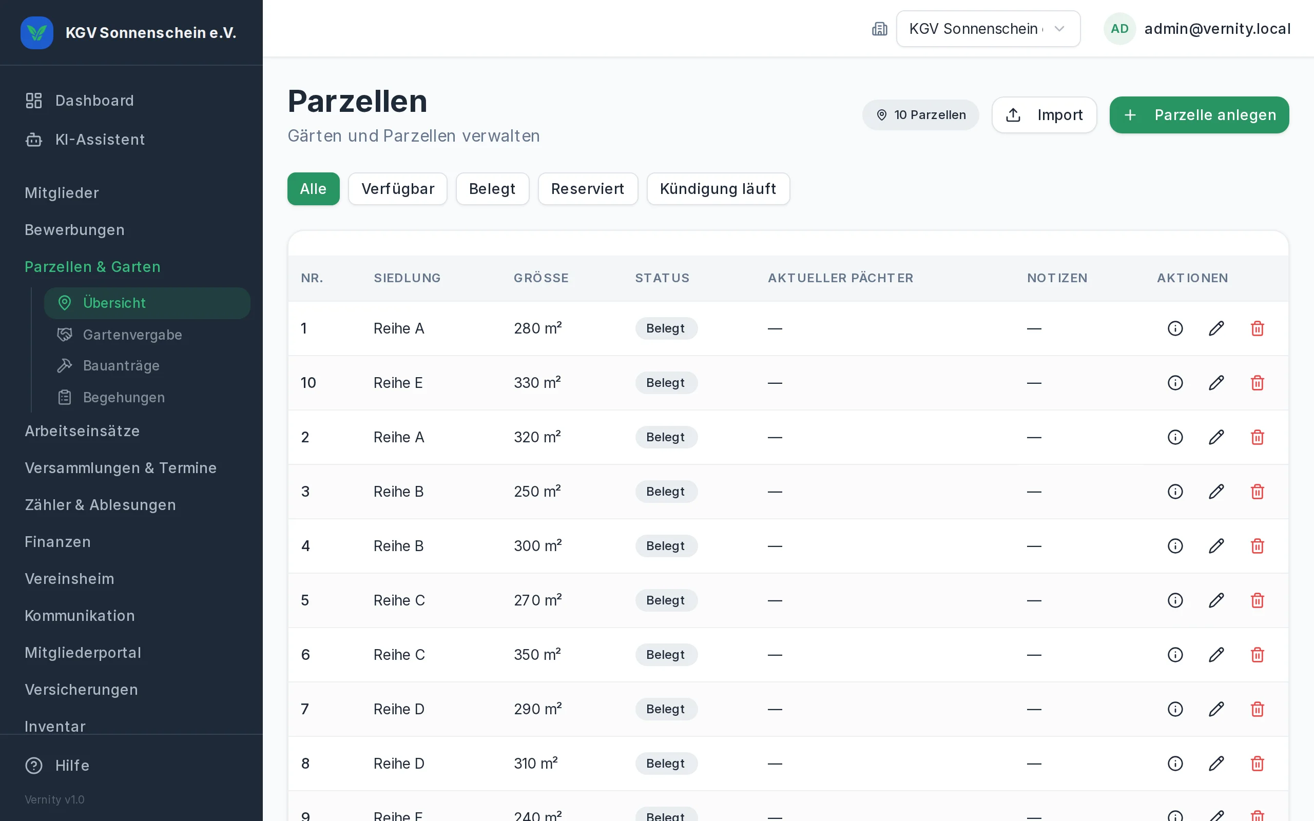 Parzellenübersicht mit Details