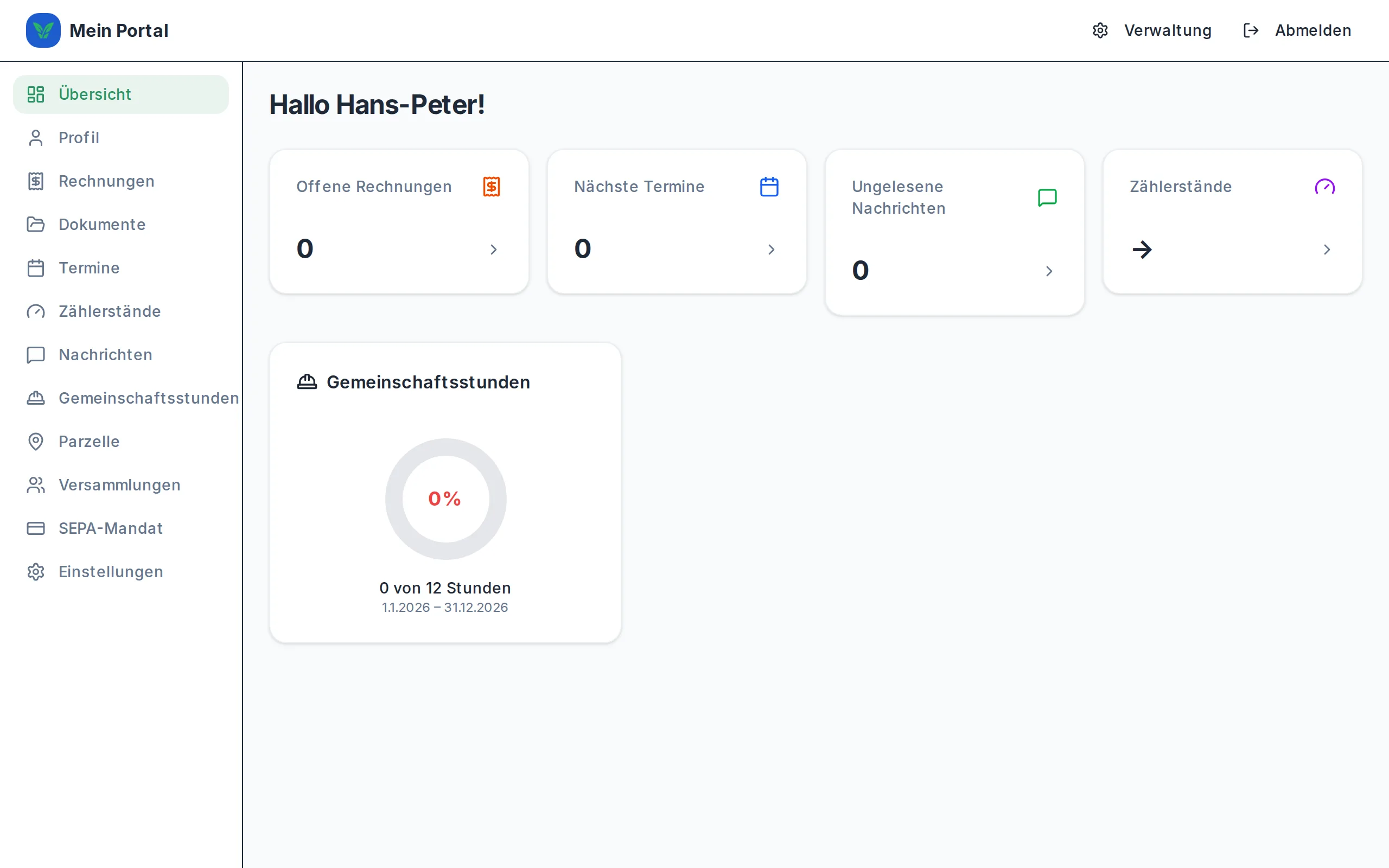 Mitgliederportal Dashboard